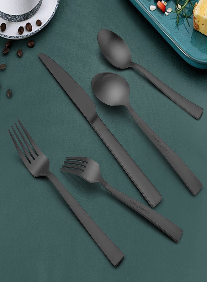 HaWare Silverware Set, 40 Pieces Stainless Steel Square Flatware Cutlery for 8, Modern Tableware Eating Utensils for Home, Matte Finish, Dishwasher Safe - Image 3
