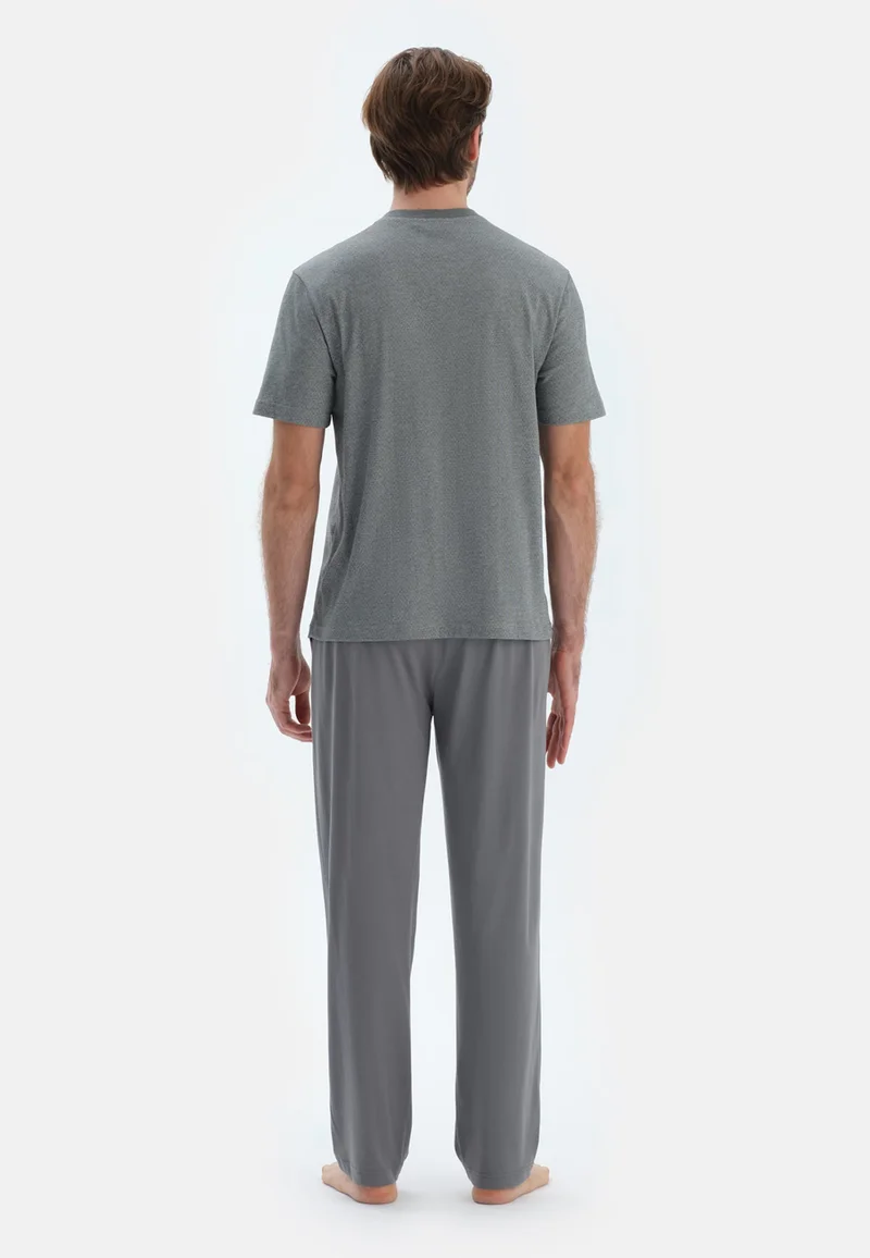 داجي طقم بيجامة قطن بقصة عادية للرجال