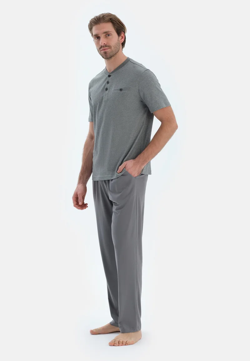 Dagi  Regular/Classic Fit T-shirt & Trousers Pajama Sets Crew Neck Cotton Blend Sleepwear for Men | Best Price UAE