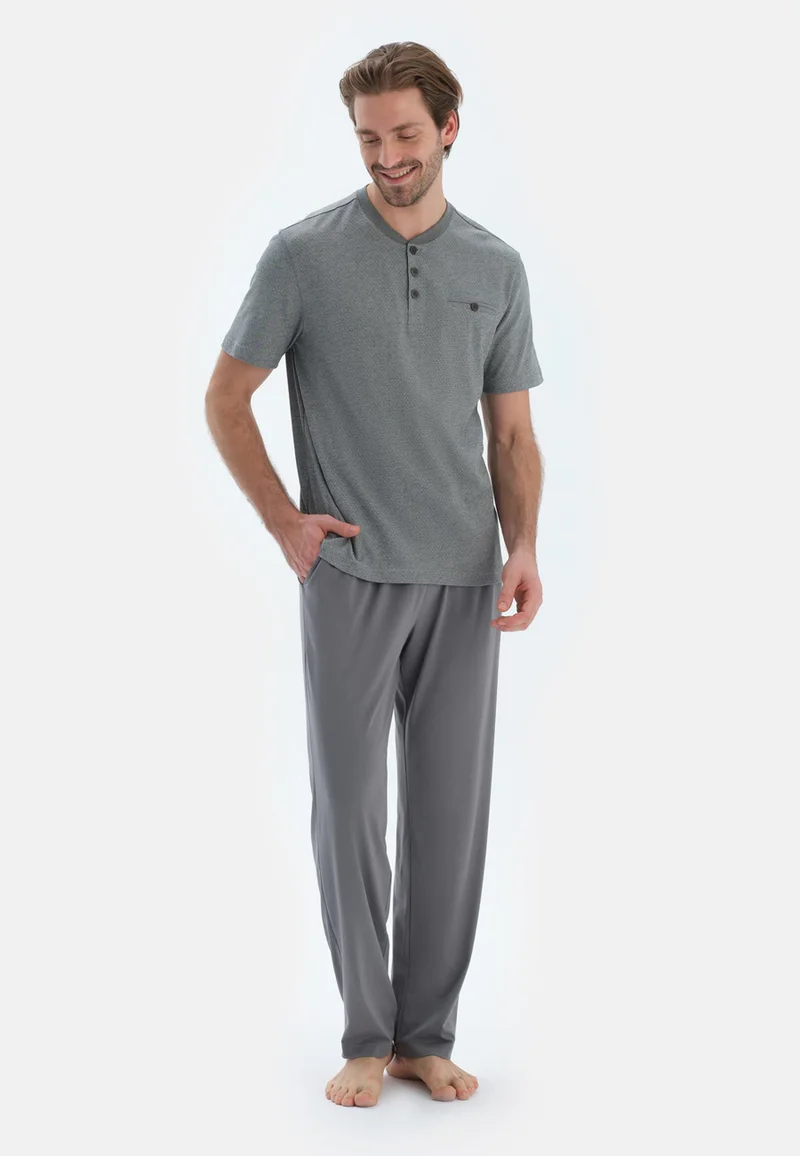 Dagi  Regular/Classic Fit T-shirt & Trousers Pajama Sets Crew Neck Cotton Blend Sleepwear for Men | Best Price UAE