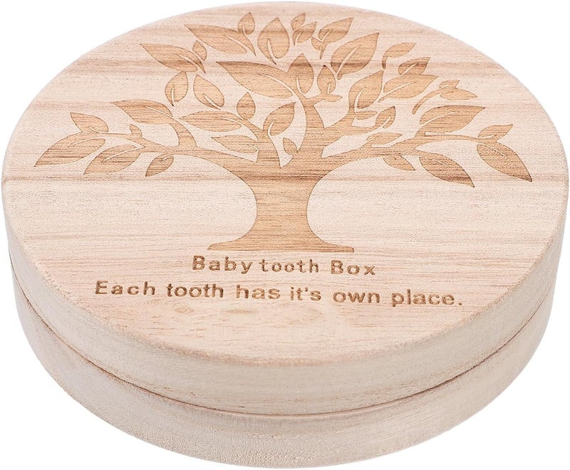 Tooth Keepsake Box Wooden Tooth Fairy Storage for Boys Newborn Hair Holder Nursery Décor - Image 1