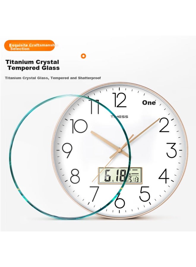 Timess Living Room Wall Clock Household Wall Clock Calendar Temperature Model Non-perforated Wall-mounted Quartz Clock 35cm - Image 2