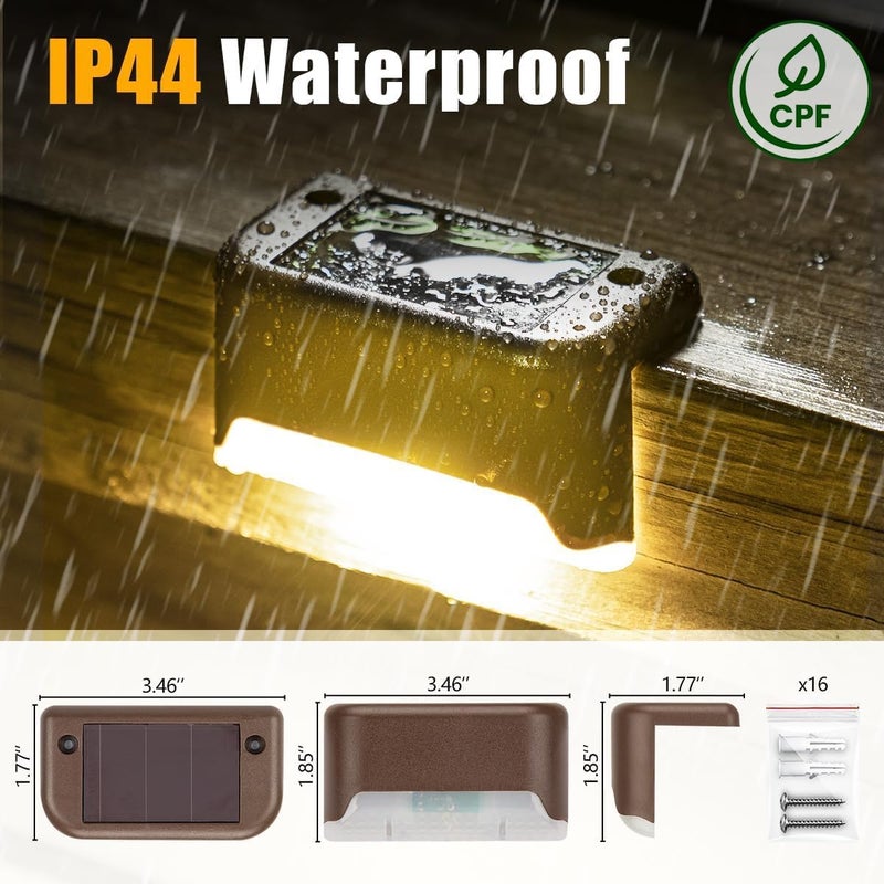 SOLPEX Solar Deck Lights Outdoor, Waterproof Led Lights for Outdoor Stairs, Step, Fence, Yard, Patio, and Pathway(24 Pack Warm White) - Image 3