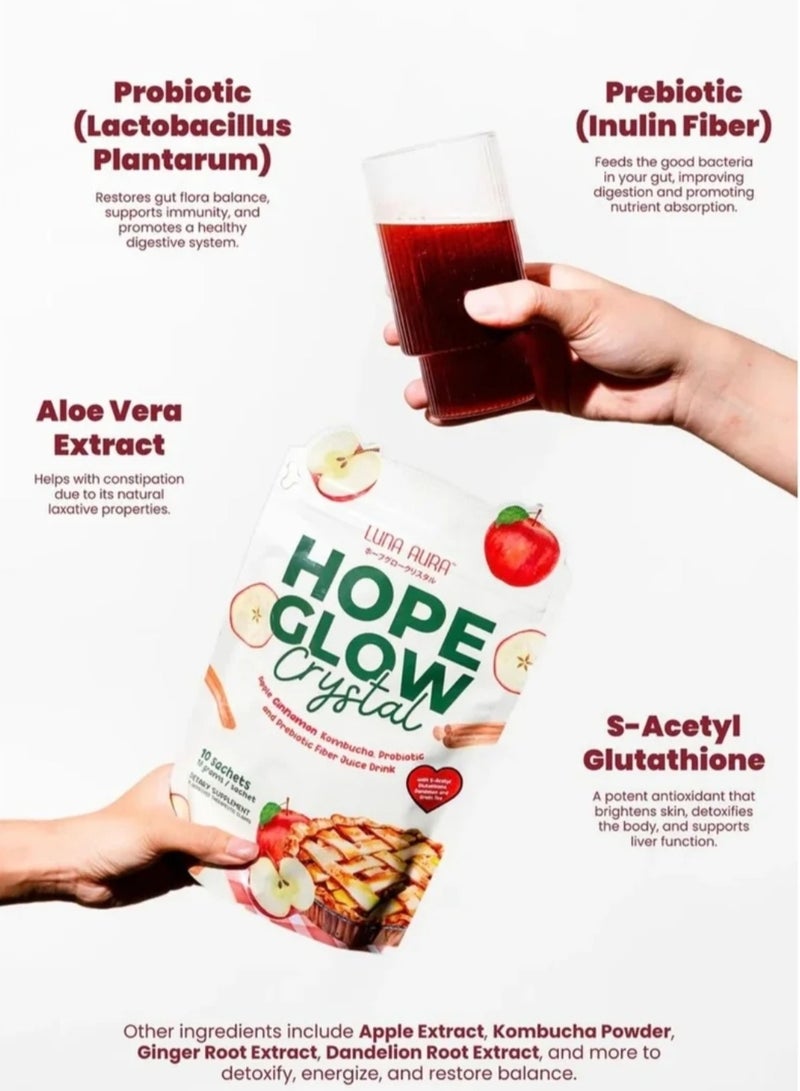 لونا أورا مشروب عصير لونا أورا هوب جلو مع تفاح كريستالي، قرفة، كومبوتشا، ألياف بريبايوتيك (١٠ أكياس) - Image 2