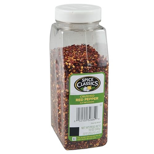Spice Classics Crushed Red Pepper, 12 oz - One 12 Ounce Container of Dried and Crushed Red Chili Pepper Flakes Great for Pizza, Chowder, Seafood, and Pasta - Image 1