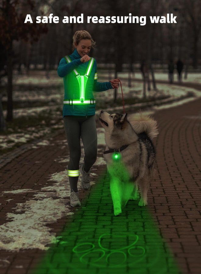 Mexlyca LED Reflective Vest Running Gear with Dog Collar Light, 5 Lights Color High Visibility Reflective Running Gear Rechargeable Light Up Running Vest With Dog Collar Light for Walking Running Cycling Walk - Image 4