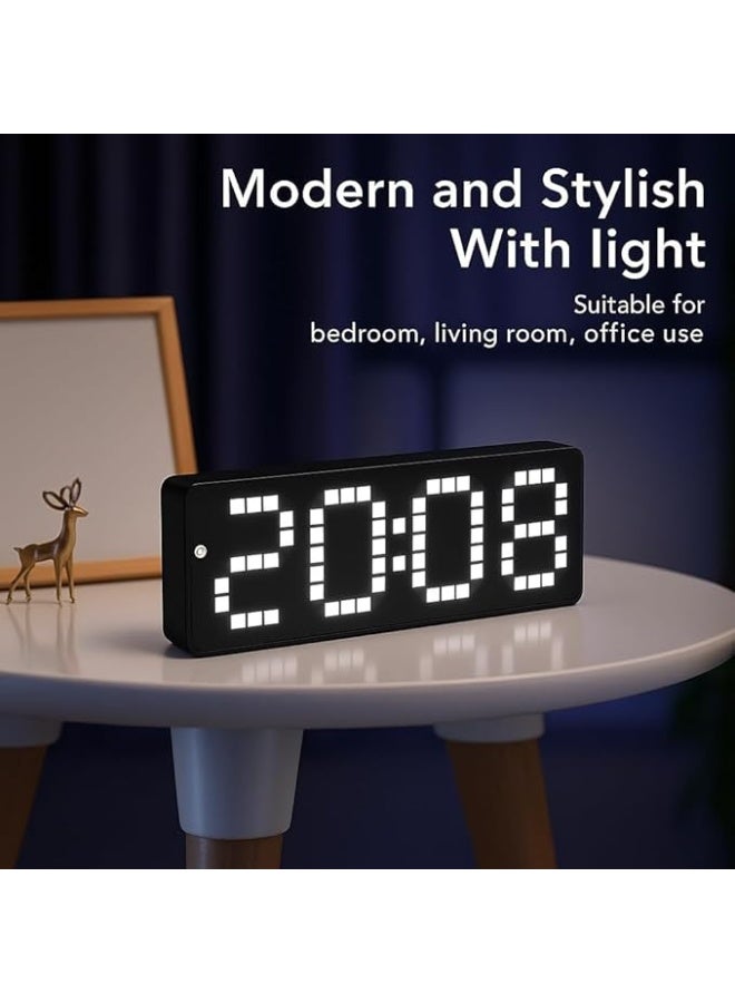Digital alarm clock with reflective display and adjustable brightness, desk table clock with snooze, temperature, date and time, modern multi-functional clock for bedroom, office and students, easy to use (black) - Image 1