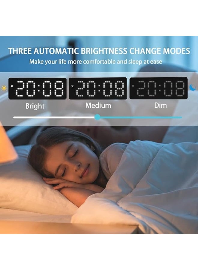 Digital alarm clock with reflective display and adjustable brightness, desk table clock with snooze, temperature, date and time, modern multi-functional clock for bedroom, office and students, easy to use (black) - Image 2