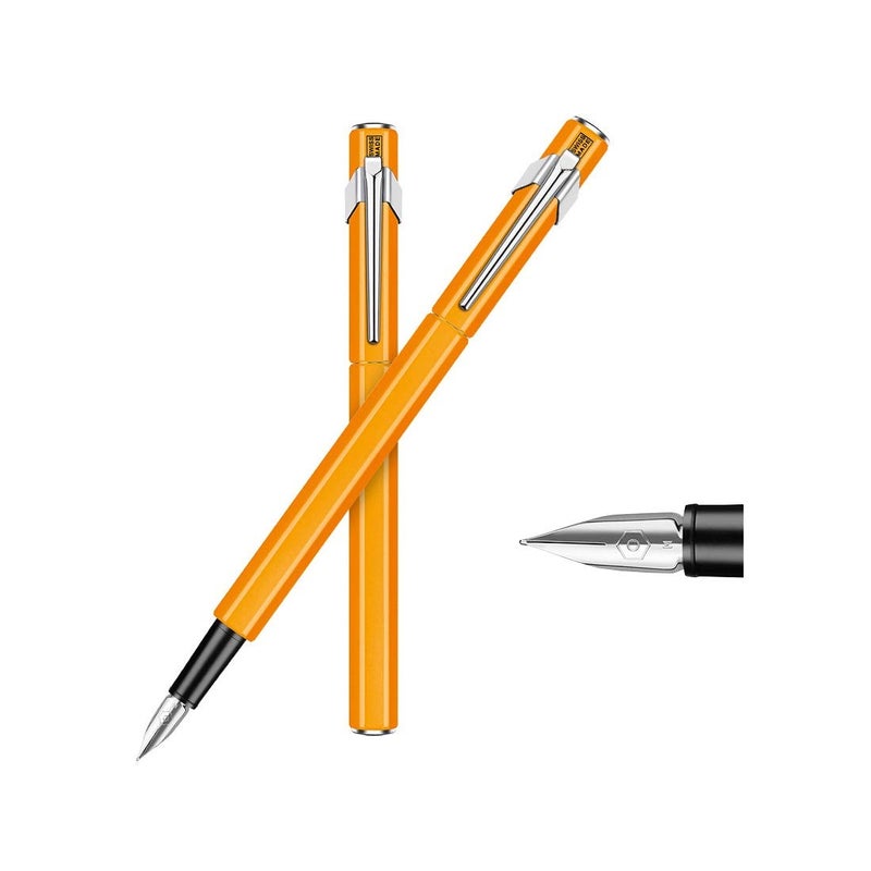 Caran d'Ache EF Fountain Pen, Extra Fine Point, 849 0842-030, Fluorescent Orange, Dual Use, Genuine Imported - Image 2