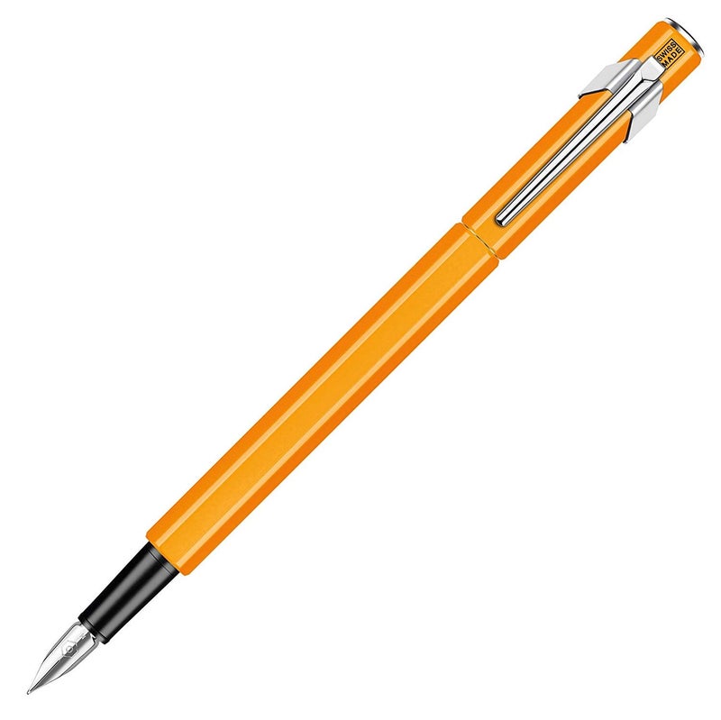 Caran d'Ache EF Fountain Pen, Extra Fine Point, 849 0842-030, Fluorescent Orange, Dual Use, Genuine Imported - Image 1