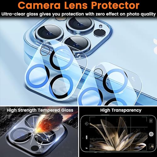Lesakit 3+3 Pack Privacy Screen Protector for iPhone 13 Pro Max 6.7-Inch with 3 Pack Camera Lens Protector, Anti Spy Tempered Glass Film 9H Hardness Bubble Free Case Friendly - Image 5