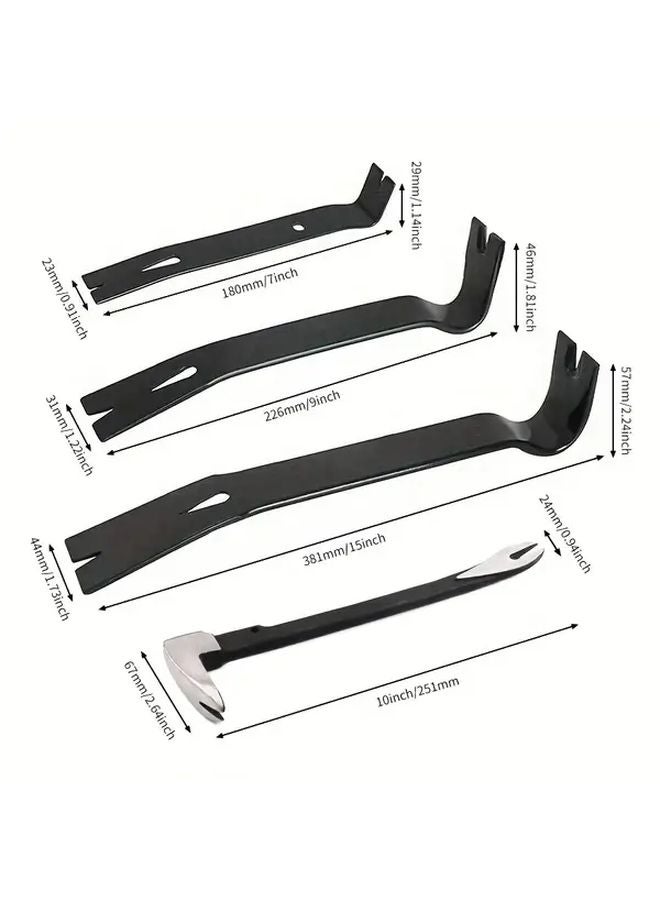 2Pcs Heavy Duty Carbon Steel Forged Pry Bar Nail Puller Set Flat Curved Heads - Image 4