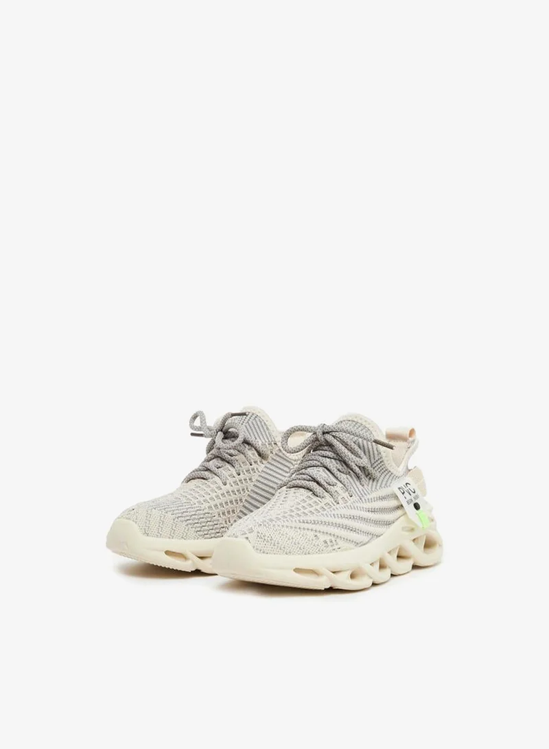 Take Two Take Two Boys Cream Mesh Upper Lace Up Sport Sneakers