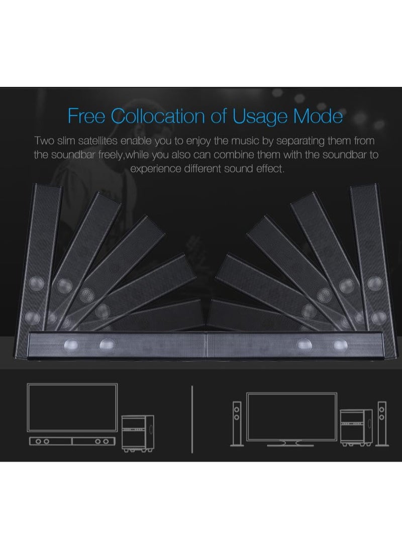 F&D T200X 2.1 Channel Soundbar with Tower Speaker (Black) | Wireless Bluetooth Speakers | LED Display/USB/SD Card/Home Theatre | Powerful Bass | Speaker for Laptop, Pc & Mobile - Image 3