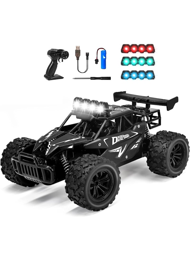 SYOSI Remote Control Car, 2.4GHz High Speed RC Car, LED Headlight, Rechargeable Battery, 4X4 Off Road Monster Truck, 20KM/H, Ideal Gift for Boys Aged 4-12, Perfect for Outdoor Play, Black, 1 Set - Image 1