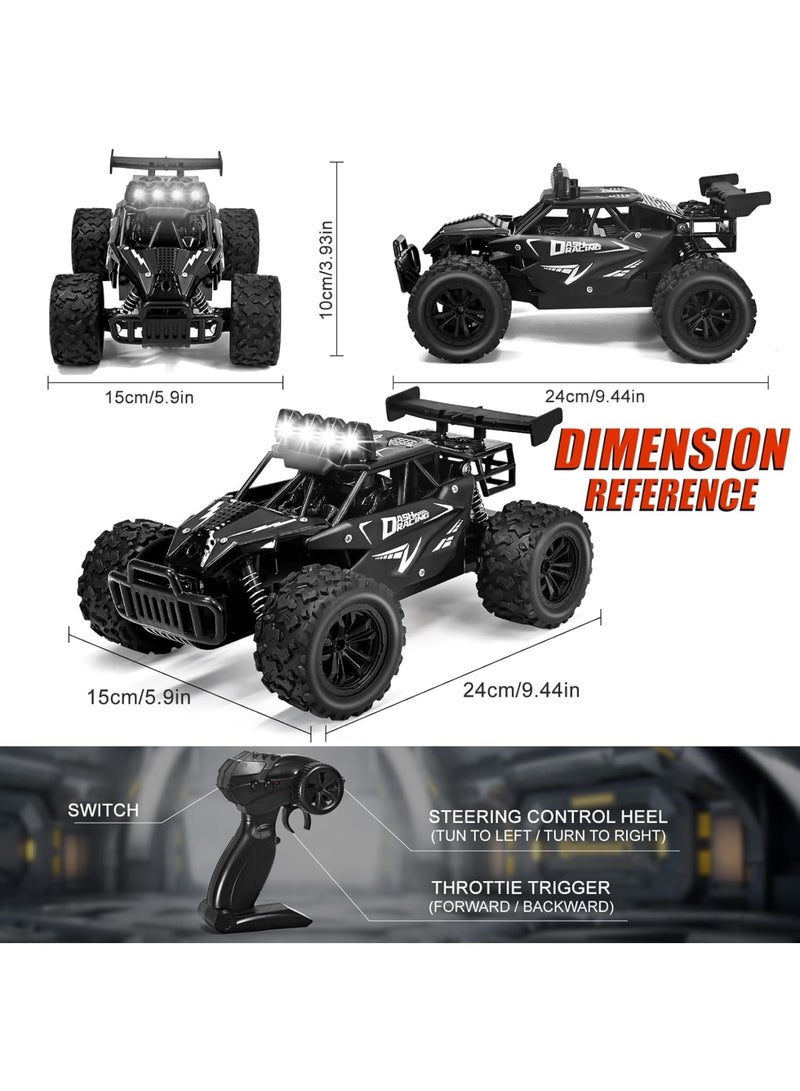 SYOSI Remote Control Car, 2.4GHz High Speed RC Car, LED Headlight, Rechargeable Battery, 4X4 Off Road Monster Truck, 20KM/H, Ideal Gift for Boys Aged 4-12, Perfect for Outdoor Play, Black, 1 Set - Image 5