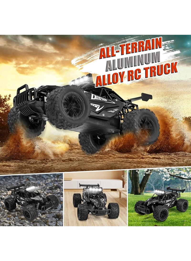 SYOSI Remote Control Car, 2.4GHz High Speed RC Car, LED Headlight, Rechargeable Battery, 4X4 Off Road Monster Truck, 20KM/H, Ideal Gift for Boys Aged 4-12, Perfect for Outdoor Play, Black, 1 Set - Image 3