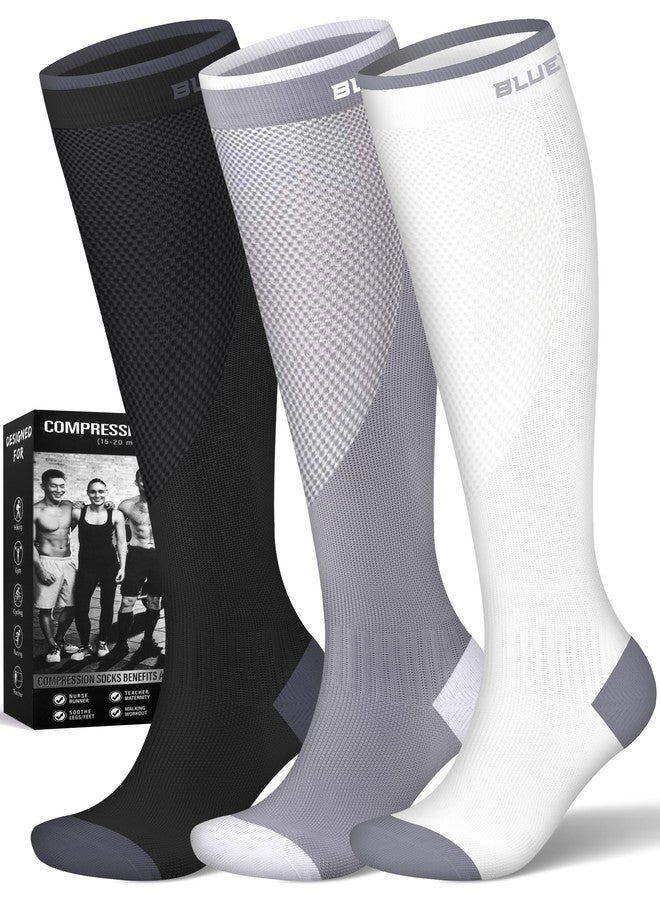 Bluemaple Compression Socks for Women and Men(3 Pairs)15-20mmHg - Best Circulation Support Socks - Image 1