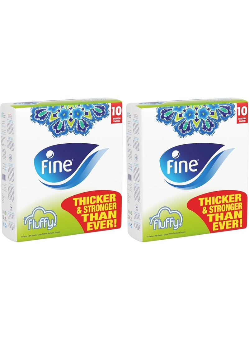 Fine Fluffy Facial Tissue, 20 packs of 200 sheets x 2 Ply - Image 1