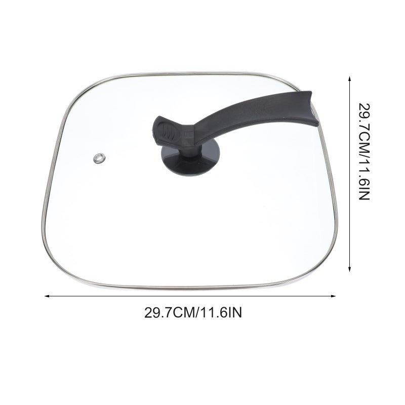 30cm Square Tempered Glass Lid with Standing Knob for Electric Frying Pan - Image 3