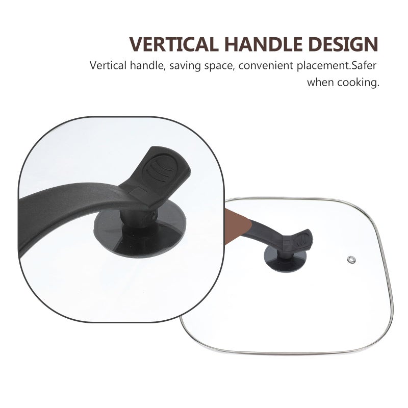 30cm Square Tempered Glass Lid with Standing Knob for Electric Frying Pan - Image 4