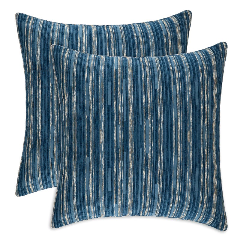 Yeiotsy Pack of 2 Modern Striped Throw Pillow Covers Bohemia Cushion Covers Home Decoration Navy Blue 18 X 18 Inches - Image 1