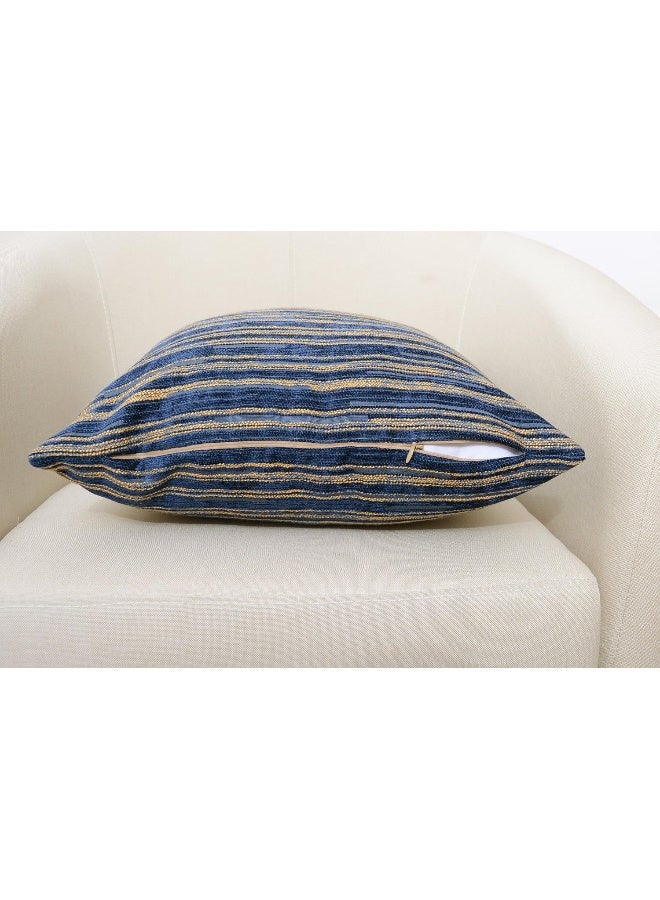 Yeiotsy Pack of 2 Modern Striped Throw Pillow Covers Bohemia Cushion Covers Home Decoration Navy Blue 18 X 18 Inches - Image 5