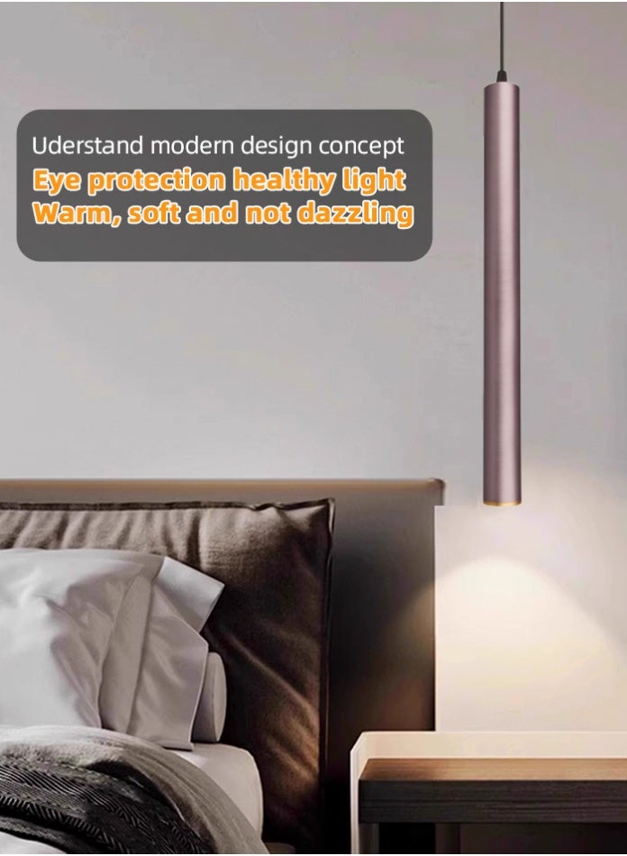 Vmax Modern Pendant Light Ceiling Lamp, 3000K Warm White, Hanging LED Tube Light, Chandelier Spot Light, for Kitchen, Bedroom, Living Room – White/Brown (Coffee, 6W 4 * 50mm, Warm White) - Image 2