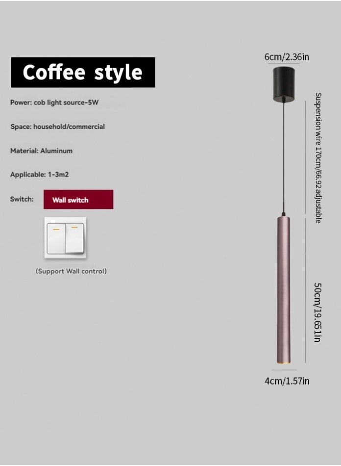 Vmax Modern Pendant Light Ceiling Lamp, 3000K Warm White, Hanging LED Tube Light, Chandelier Spot Light, for Kitchen, Bedroom, Living Room – White/Brown (Coffee, 6W 4 * 50mm, Warm White) - Image 5