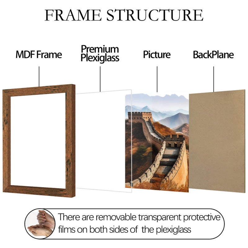 Picrit 12x16 Picture Frame  Photo Frame for Wall Mounting Diaplay  Brown - Image 5
