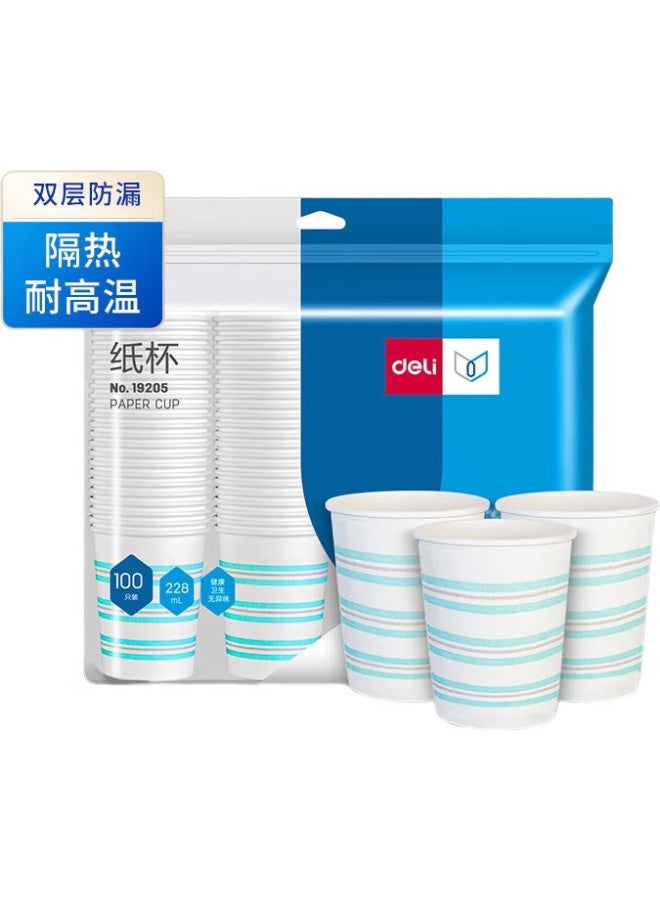 Deli 228Ml Thick Disposable Paper Cups, White Striped, 50 Count, 19203 - Image 2
