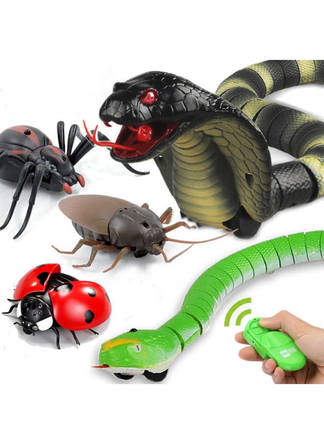 Remote Control Toy Remote Control Snake Cobra Trick Spoof Hot Reptile Insect Electric Cockroach-Color:8808 Infrared Cobra Blue  - Image 2