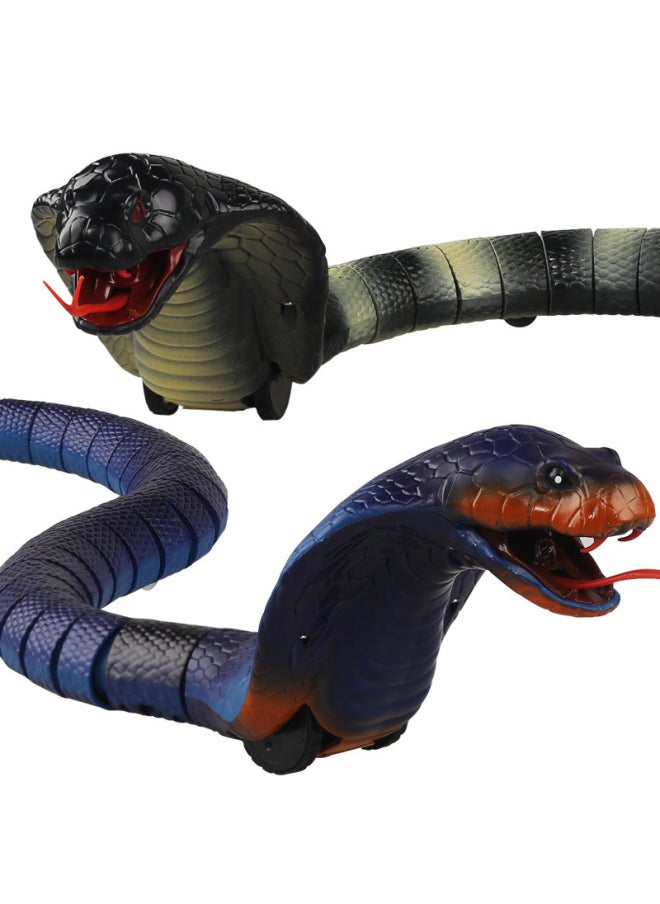 Remote Control Toy Remote Control Snake Cobra Trick Spoof Hot Reptile Insect Electric Cockroach-Color:8808 Infrared Cobra Blue  - Image 3
