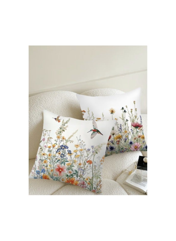 KHAJUL 4 Pieces Pillow Covers, Throw Pillow Cover, Decorative Birds and Plant Cushion Covers ,For Living Room Sofa Couch Bed Pillowcases,Double sided pattern,45cm x 45cm  - Image 5