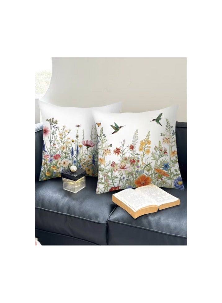KHAJUL 4 Pieces Pillow Covers, Throw Pillow Cover, Decorative Birds and Plant Cushion Covers ,For Living Room Sofa Couch Bed Pillowcases,Double sided pattern,45cm x 45cm  - Image 4