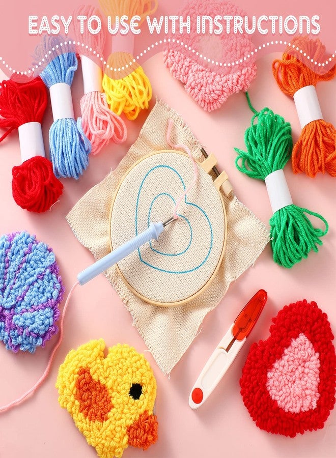 Hanaive 20 Pcs Punch Needle Kit Embroidery Needle Coasters Kit for Adult Beginner DIY Mug Tufted Rug Making Set - Image 3