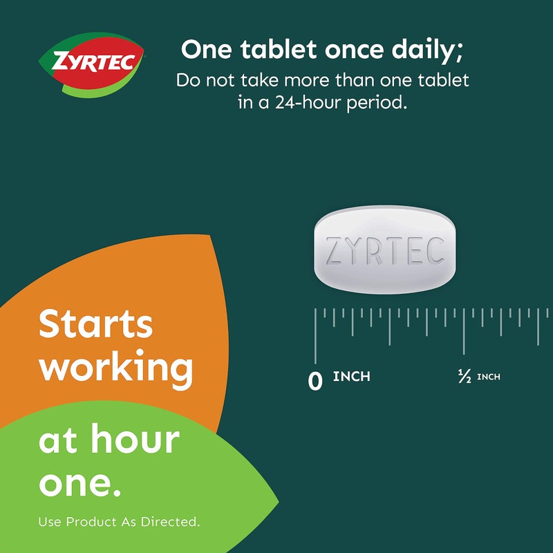 ZYRTEC أقراص زيرتيك لتخفيف الحساسية لمدة 24 ساعة، دواء الحساسية مع 10 ملغ من سيتيريزين HCl لكل قرص مضاد للهستامين للحساسية، تخفيف أثناء التنقل، أكياس سفر فردية، 14 حبة، (14 × 1 حبة) - Image 5