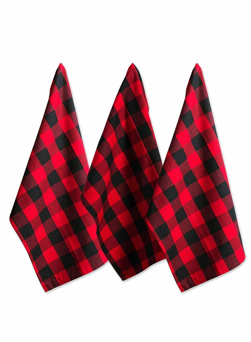 KASTWAVE Cotton Dinner Napkins 3 Pack, Red Plaid Oversized Napkin, for Holidays and Family Gatherings, Soft Absorbent, Reusable Napkins Kitchen Towels for Drying, Cleaning, Cooking, Baking (20x20")  - Image 1