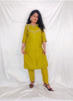 PRIYA’S PANACHE PRIYA’S PANACHE Silk Kurti Pant Set with Banarasi Dupatta – Elegant Indian Ethnic Suit for Women.  - Image 2