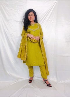 PRIYA’S PANACHE PRIYA’S PANACHE Silk Kurti Pant Set with Banarasi Dupatta – Elegant Indian Ethnic Suit for Women.  - Image 4