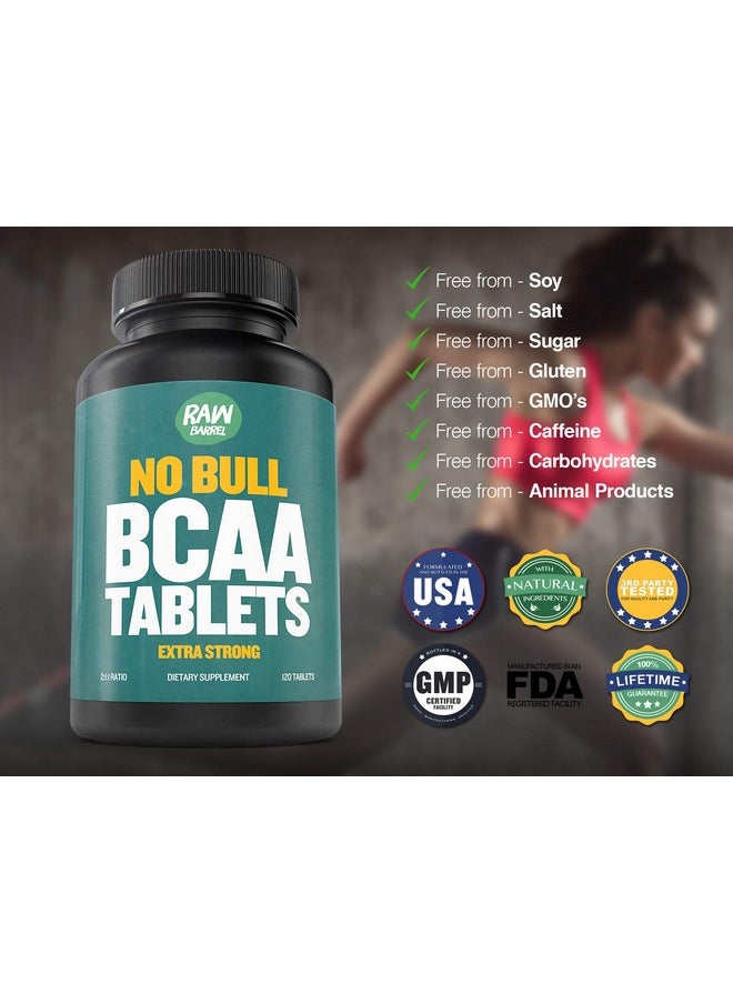 Raw Barrel - Bcaa Tablets 120 Extra Strong 1000Mg Pills 2:1:1 Ratio Branched Chain Amino Acid Supplement Nongmo Natural Ingredients - Image 1