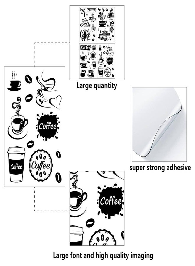 ملصقات ديكور حائط على شكل قهوة من CREATCABIN، أكواب حبوب قهوة سوداء، ملصقات جدارية قابلة للإزالة، ملصق فني من الفينيل يمكنك صنعه بنفسك، ديكورات محطات، لافتات للمطبخ والمتجر والمقهى والحانة والمكتب، مقاس 22.8 × 15.8 بوصة - Image 3