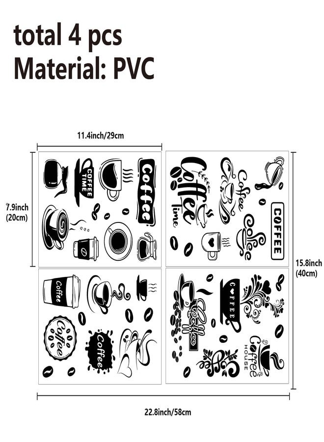 ملصقات ديكور حائط على شكل قهوة من CREATCABIN، أكواب حبوب قهوة سوداء، ملصقات جدارية قابلة للإزالة، ملصق فني من الفينيل يمكنك صنعه بنفسك، ديكورات محطات، لافتات للمطبخ والمتجر والمقهى والحانة والمكتب، مقاس 22.8 × 15.8 بوصة - Image 2