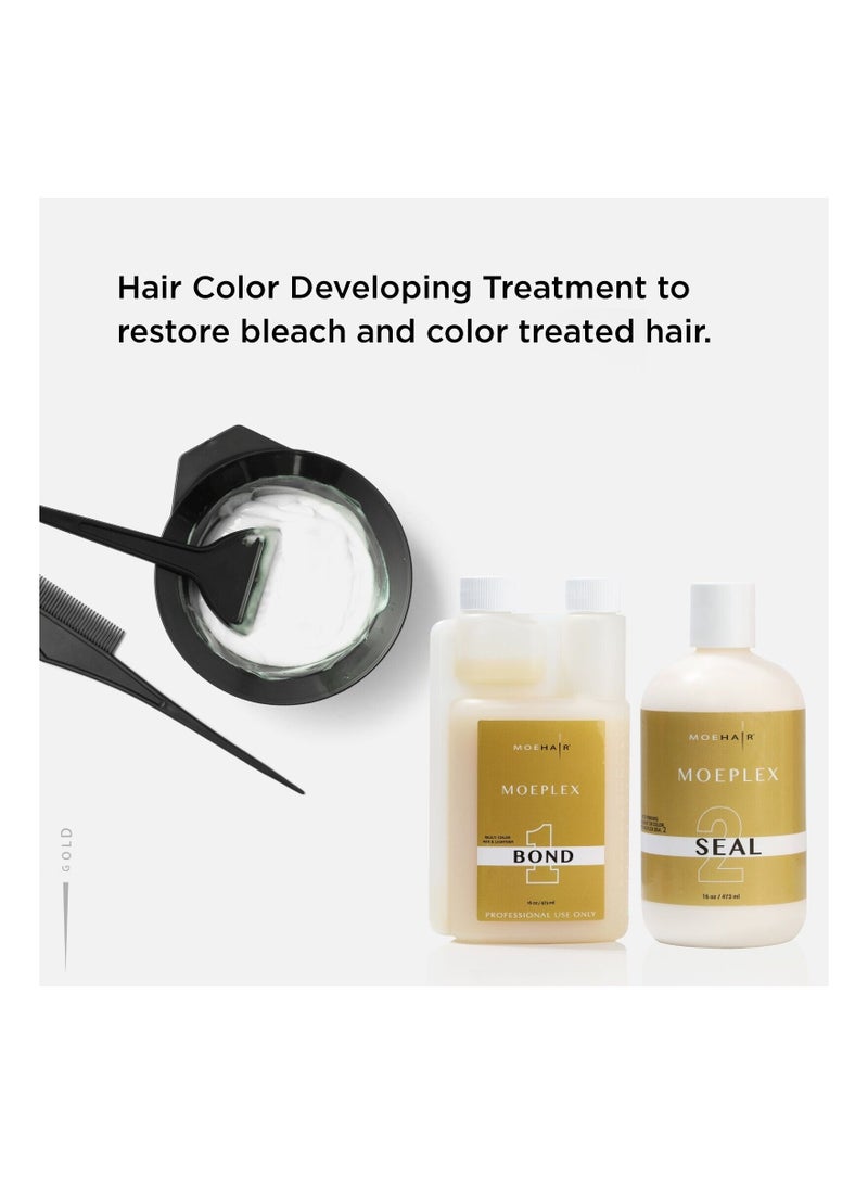 MoeHair Moeplex Bond & Seal Kit Protection of Colored Hair from Damage or Breakage, Hair Strengthening, Smoothen Cuticle, Enhances Color treated hair (473 ml + 473 ml) - Made In USA - Image 3