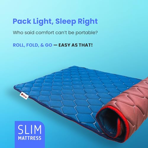 Coir-on Slim Foldable Travel Mattress- 72X48X1 (inch) - Maroon - Image 2