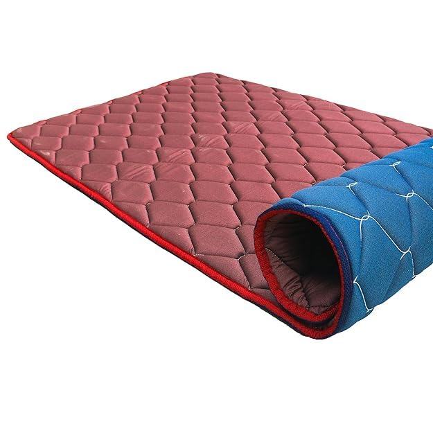 Coir-on Slim Foldable Travel Mattress- 72X48X1 (inch) - Maroon - Image 1