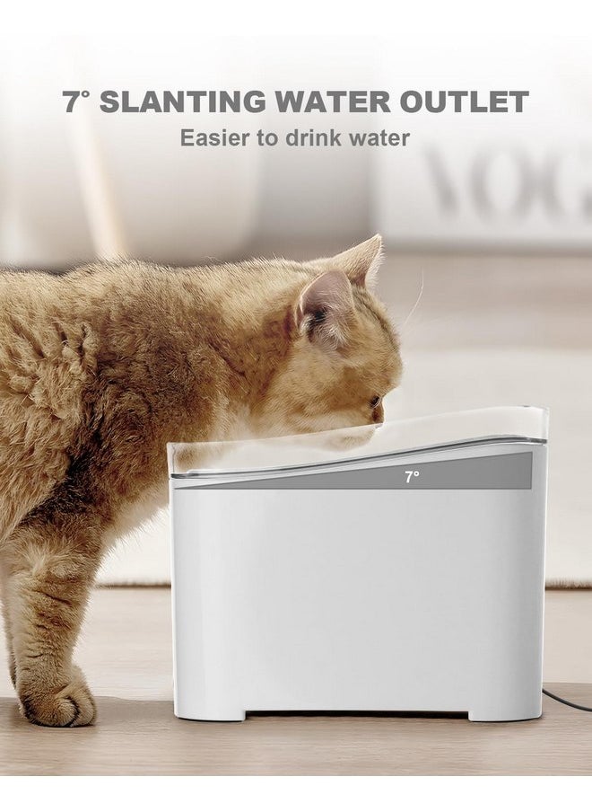 furrybaby Furrybaby Automatic Cat Water Fountain 67oz/2.0L Quiet Pet Water Fountain with LED Light and Water Level Window, Durable Filtered Dispenser for Cats Indoor- Pure White  - Image 2