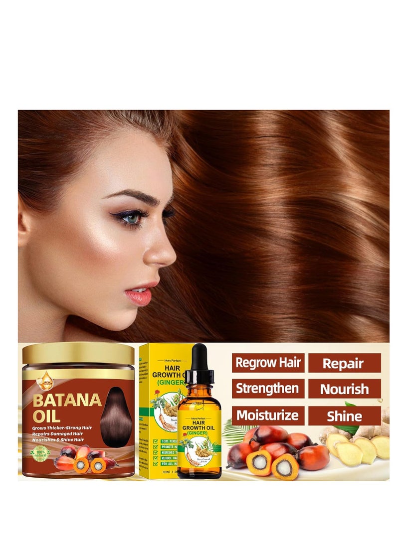 Clothes of skin Batana Oil for Hair Growth,Organic Raw Batana Oil Hair Mask & Ginger Hair Growth Oil,Hair Oil Hair Treatment for Frizzy Damaged Hair,For Thicker-Strong Hair,Nourishes Scalp,Repair Dry Damaged Hair  - Image 3