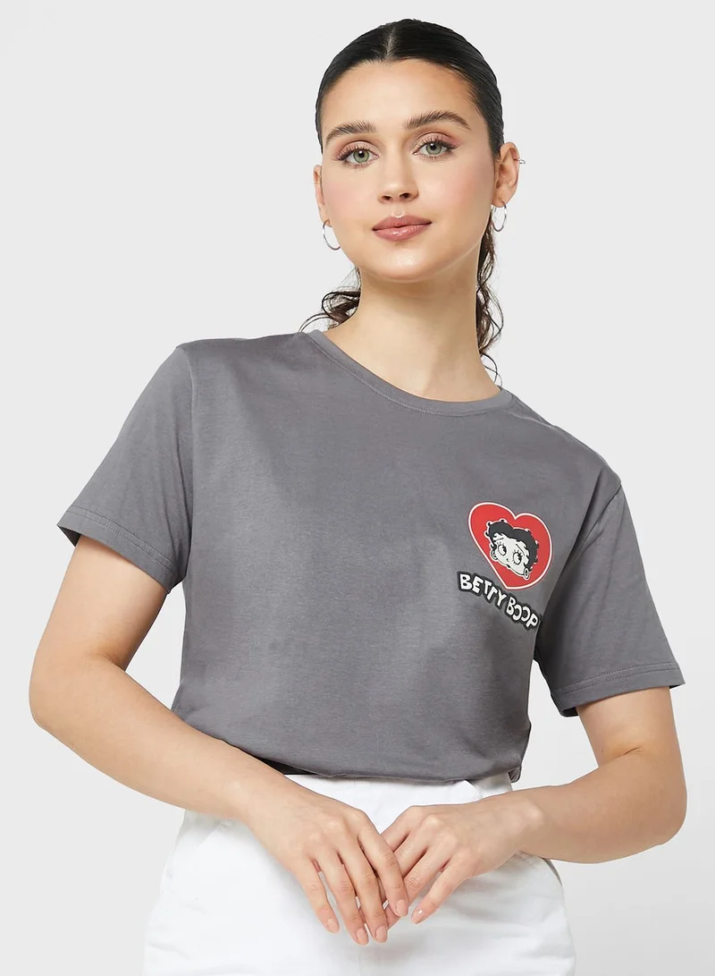 BETTY BOOP Crew Neck Graphic T-Shirt