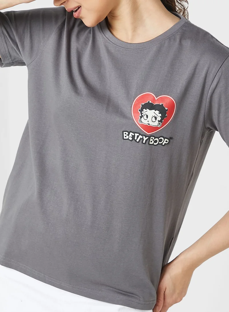 BETTY BOOP Crew Neck Graphic T-Shirt